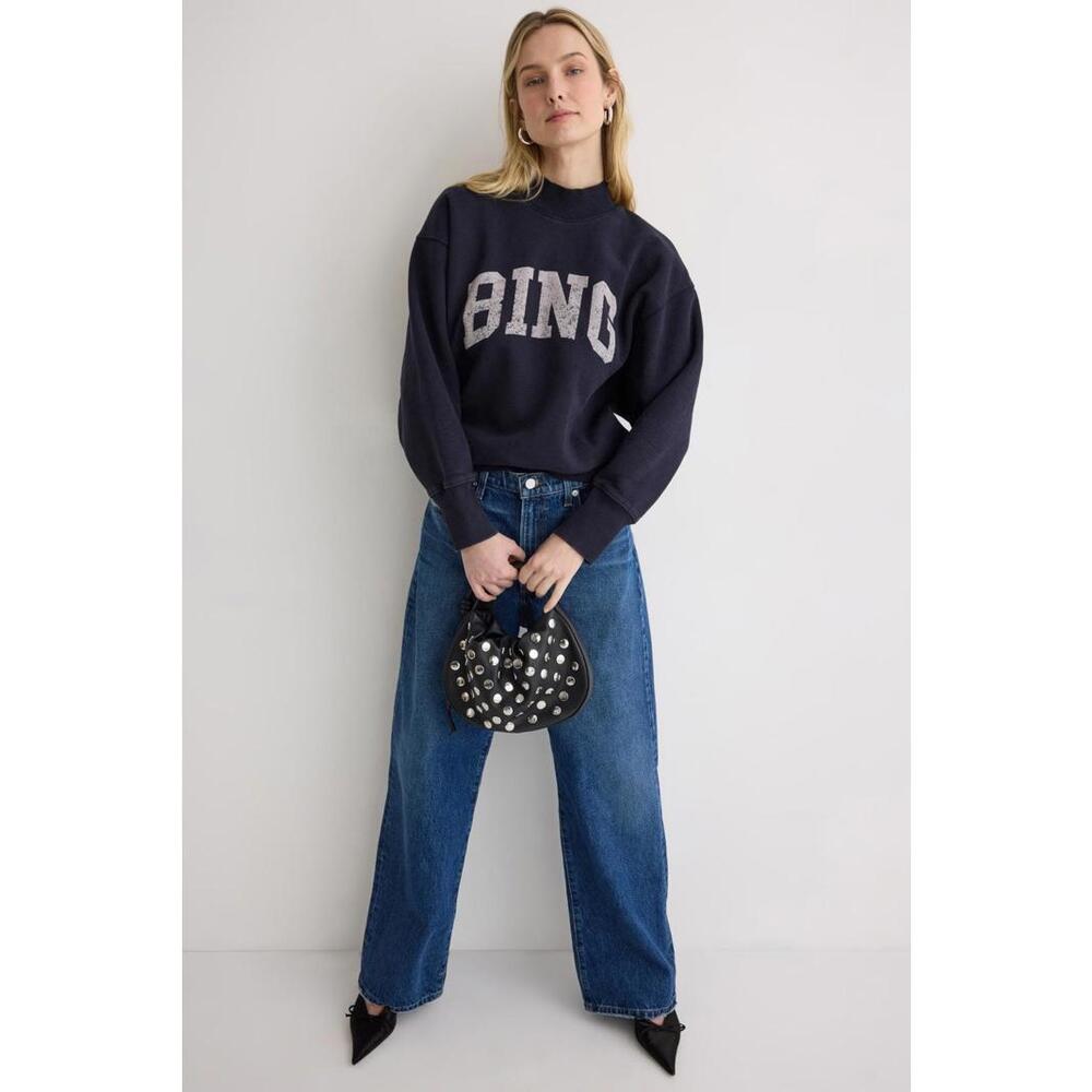 Anine Bing Navy Sweatshirt with 'BING' Logo
